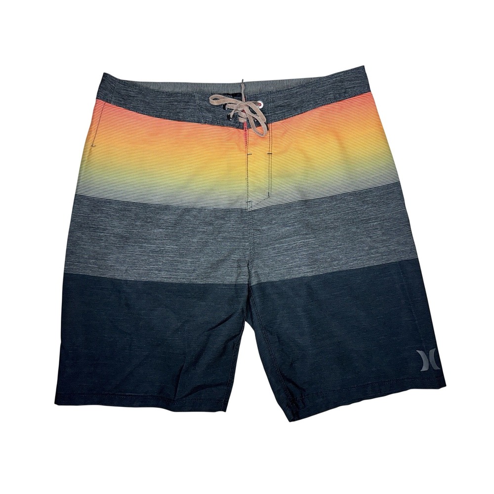 Sz 30 Hurley Phantom Board Shorts Gray Orange Gradient Beach Swim Trunks